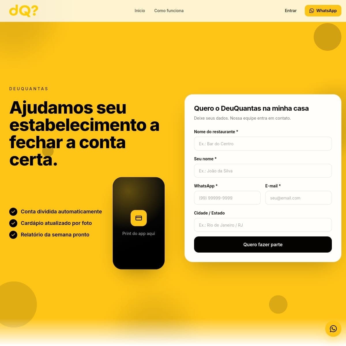 Tela inicial do site DEUQUANTAS