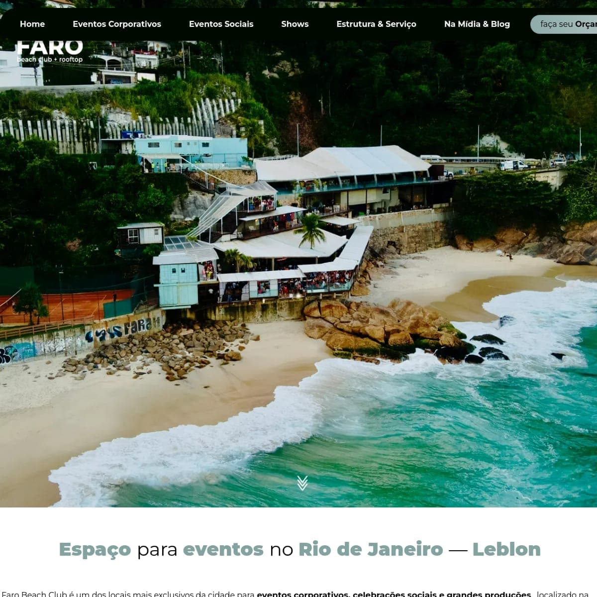 Tela inicial do site FARO